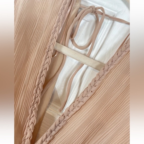 Zara Women’s Pleated Light Pink / Peach Midi Plisse Dress S Beautiful Long Maxi - Picture 6 of 16